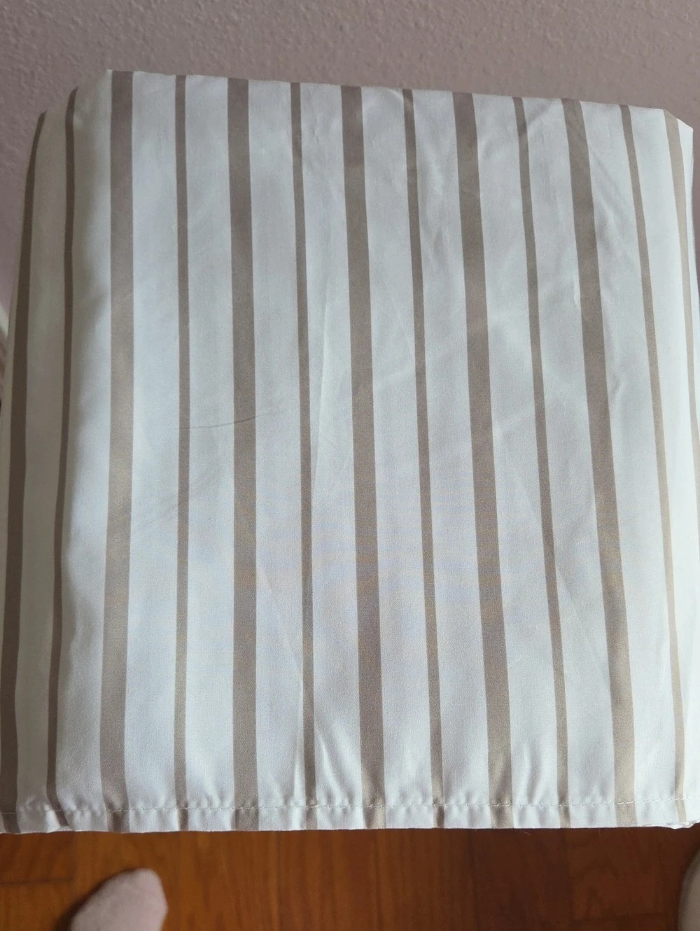 Striped Mattress Bed Skirt in White & Brown New Without Tag